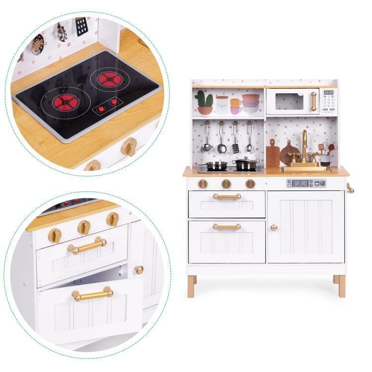 Large Wooden Play Kitchen with Sounds and LED